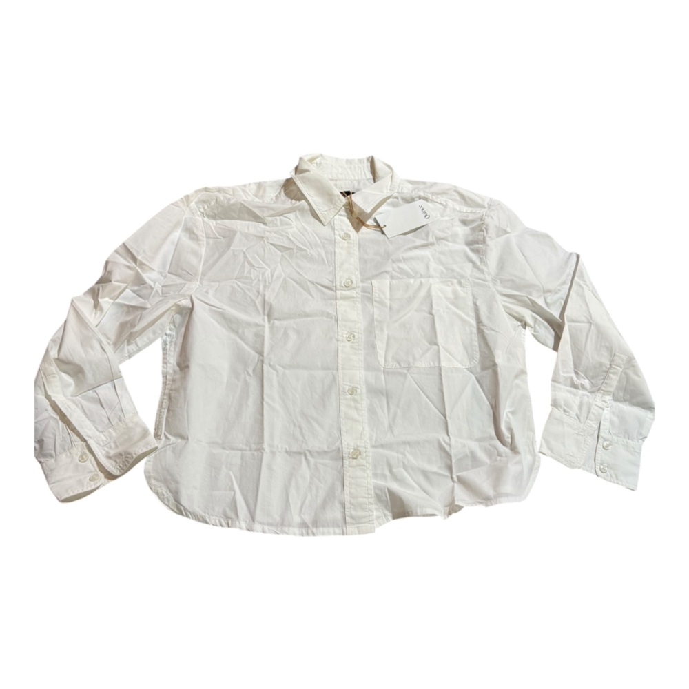 Quince 100% Organic Cotton Poplin Cropped Long Sleeve Shirt Sz M NEW - Picture 2 of 3
